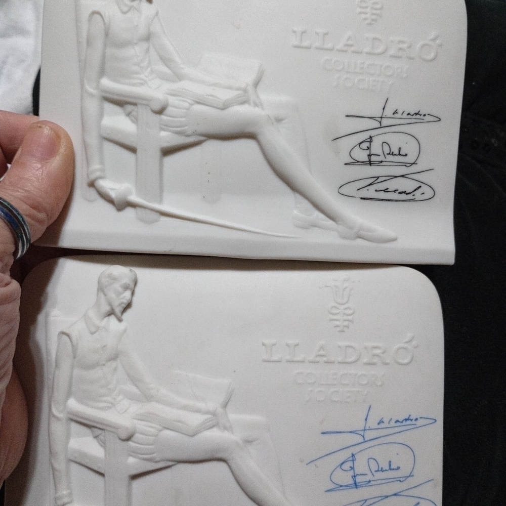 Lladro collectors Don Quixote bisque with signatures, pair